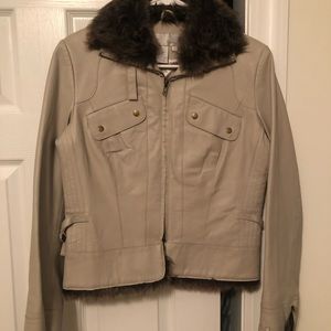 Spiegel leather jacket with fur color and trim